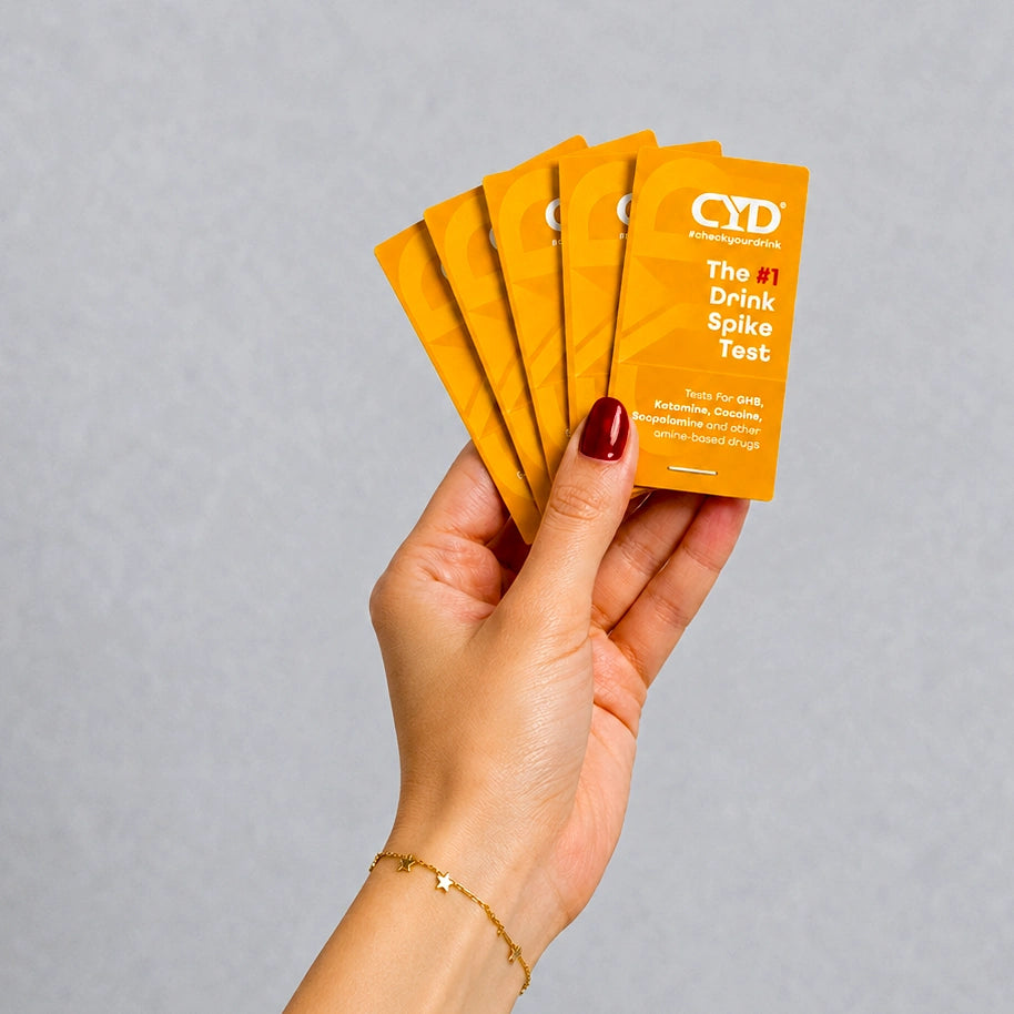 5 CYD matchbooks held by a female hand